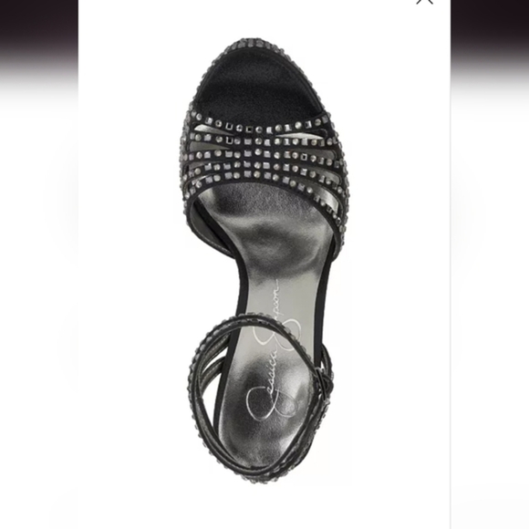 Jessica Simpson Iralin Black Rhinestone crystal Platform Heels size 10 brand new - Picture 4 of 11